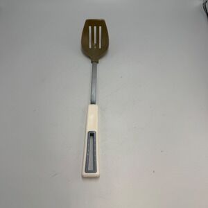 Vintage Hoan Slotted Spatula Turner Nylon Head Stainless Steel White Handle